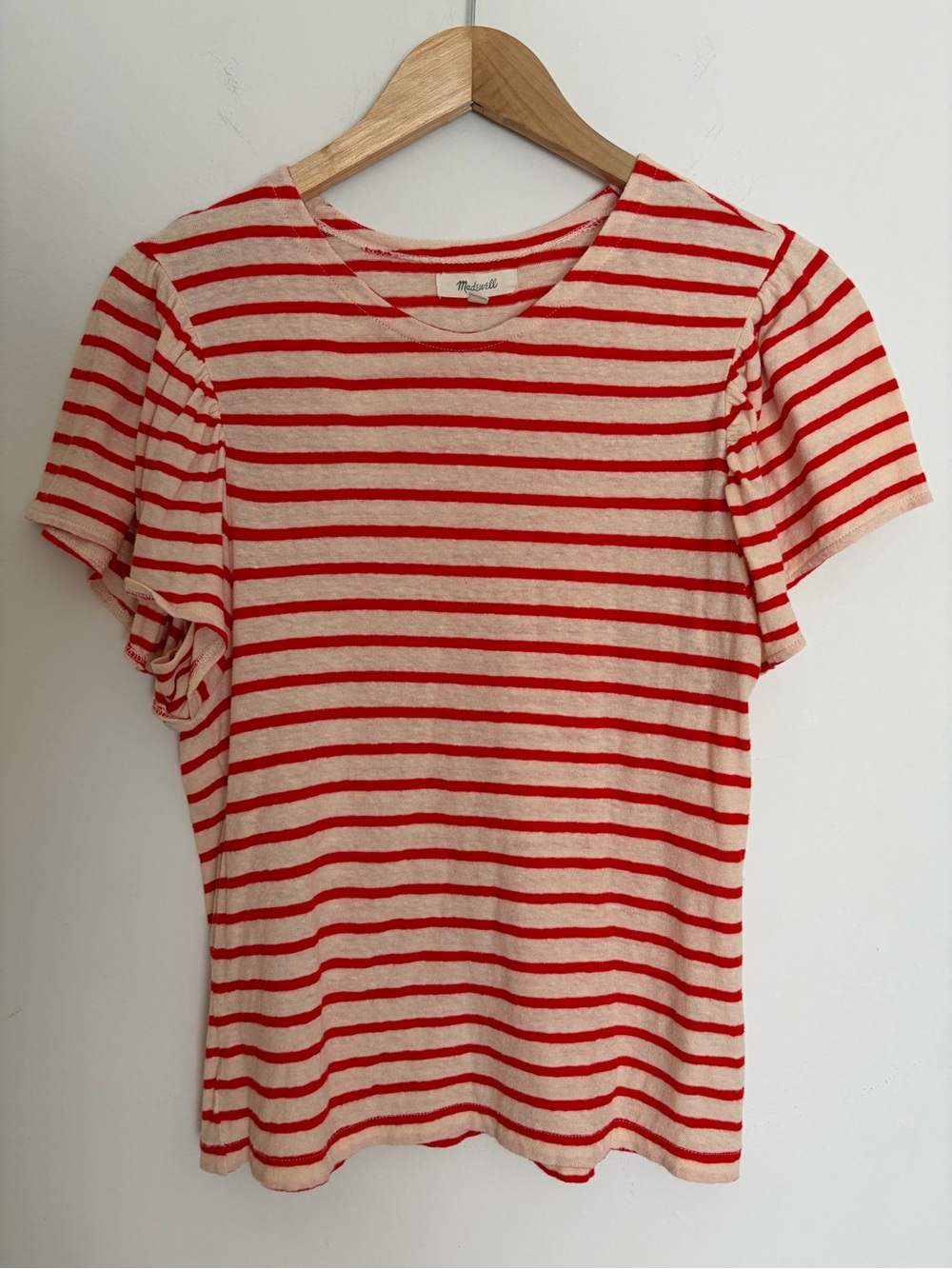 Madewell Striped Top with Fluttered Sleeves